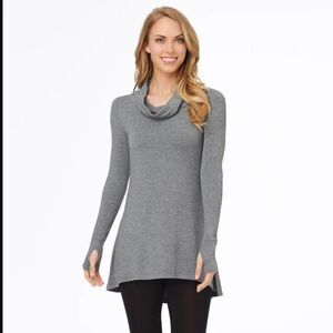 New Cuddl Duds french terry long sleeve mock neck tunic charcoal | Size M